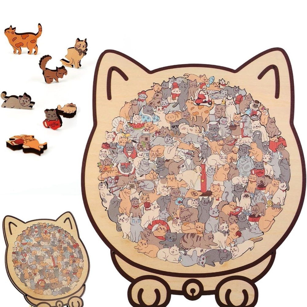 Cat-Themed Wooden Puzzle.
